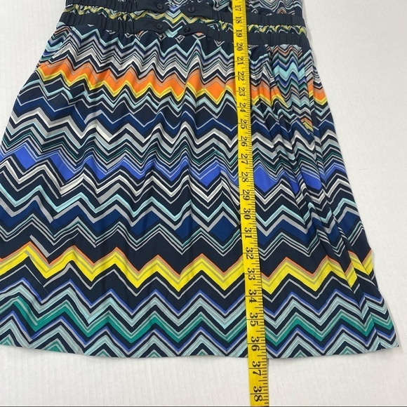 BCBG MaxAzria Black Blue Orange Chevron Day Sleeveless Summer Sheath Dress Sz S - Picture 8 of 8